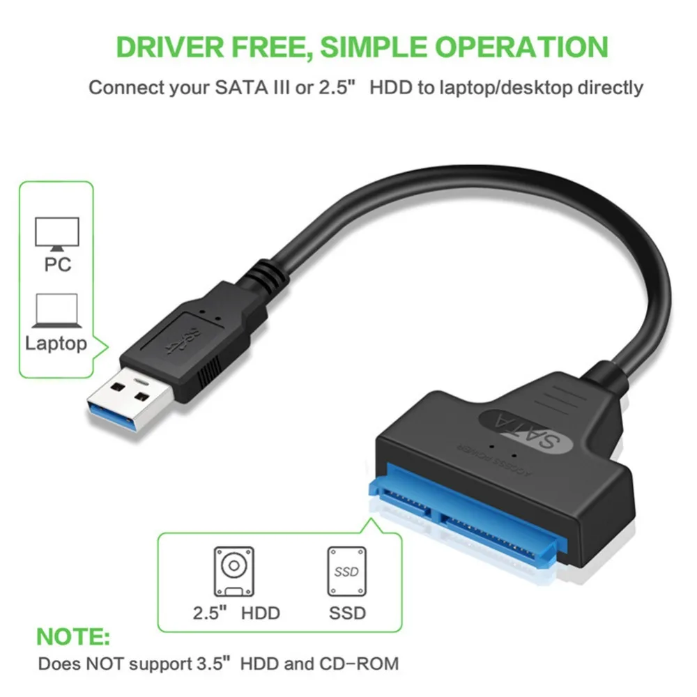 SATA to USB Cable USB 3.0 Hard Driver Adapter for 2.5" HDD/SSD SATA III Hard Disk Drive USB SATA Converter - Image 3